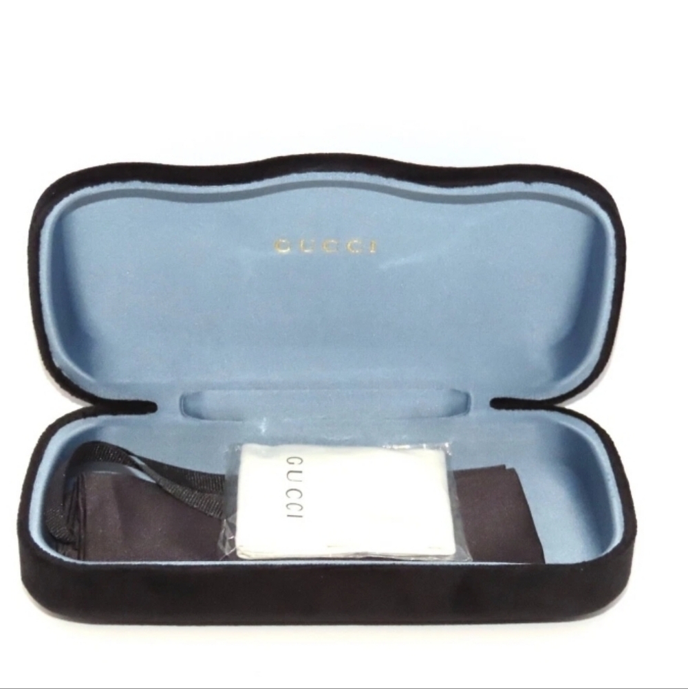 Gucci Black Velvet Glasses Case with Blue Interior